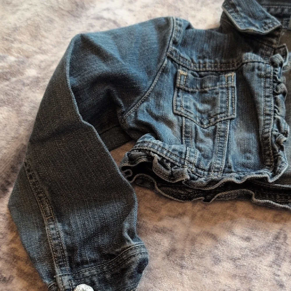 Gymboree Dark Blue Jean Jacket with Ruffle Trim